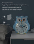 Cute cartoon children's alarm clock by Everything Baby with night light, portable design, high volume, and rechargeable feature.