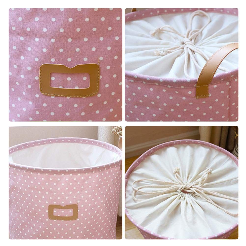 Foldable cotton and linen baby clothes and toy storage basket with handles, designed for easy organization and storage.