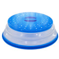 Collapsible microwave splatter guard cover by Everything Baby, BPA-free, dishwasher safe, used for food protection and easy storage.