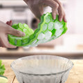 Two AUSSUA silicone ice cube trays with sealing lids, reusable hexagonal ice molds for baby and kids feeding, safe and durable.