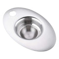 Premium stainless steel egg separator tool for baking, separates egg yolks and whites easily for baking and cooking.
