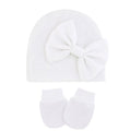 Baby and kids double-layer warm hat and glove set from Everything Baby, bow-shaped autumn and winter fetal hat for infants.