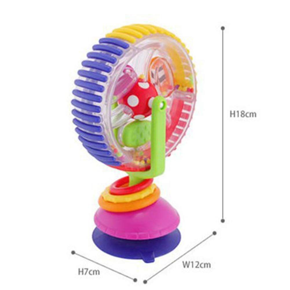 Baby feeding rotating ferris wheel toy with suction cup for one-year-olds, colorful and engaging for kids' table play.