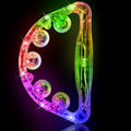 Colorful handheld musical flashing tambourine toy with lights, designed for kids' pretend play and birthday party celebrations.