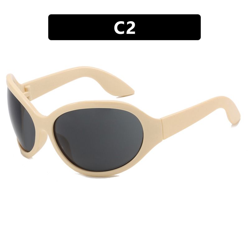 Two pairs of oversized steampunk sunglasses for women and men, featuring vintage hip hop style with irregular design.
