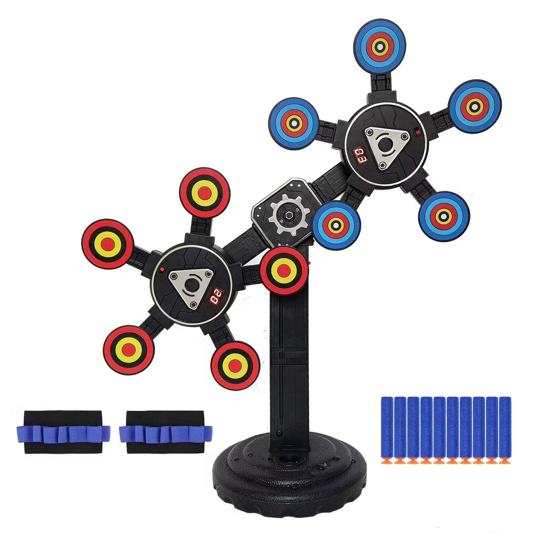 Electronic rotating moving target for kids' ride-on cars, featuring auto-reset digital targets, by Everything Baby.