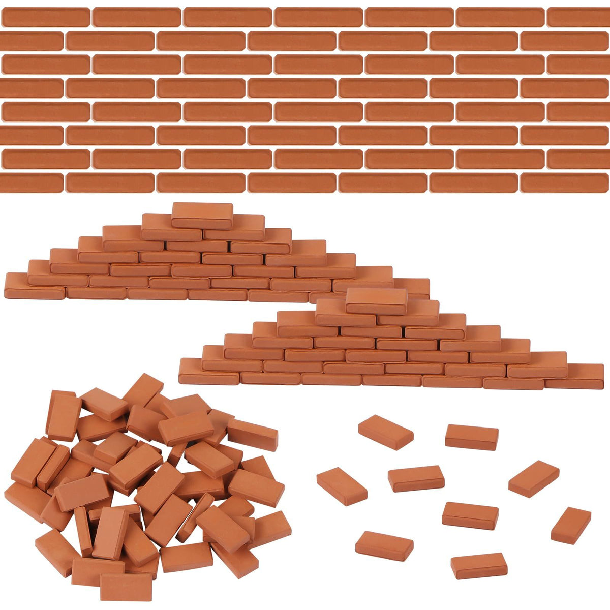 Set of 50 red mini bricks for landscaping and crafts, tiny model bricks for building small walls, by Everything Baby.