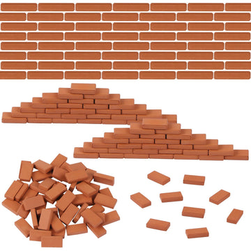 Set of 50 red mini bricks for landscaping and crafts, tiny model bricks for building small walls, by Everything Baby.