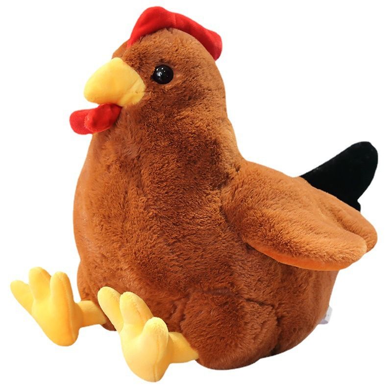 Lifelike plush rooster stuffed toy, realistic sitting hen pillow, baby and kids pretend play chicken by Everything Baby