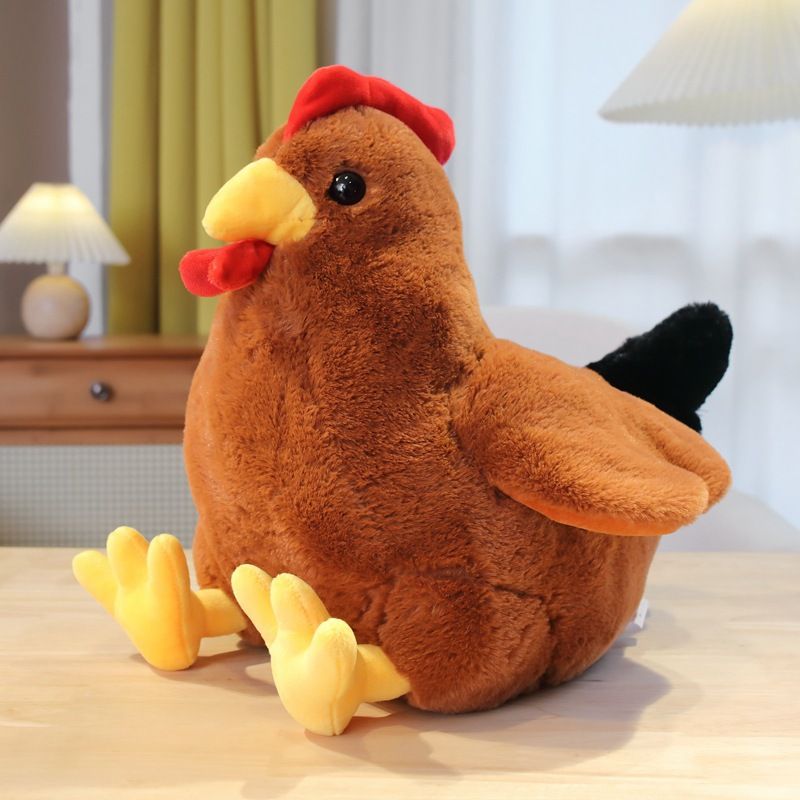 Realistic sitting rooster stuffed toy by Everything Baby, soft plush hen pillow perfect for kids' pretend play and Easter decor.