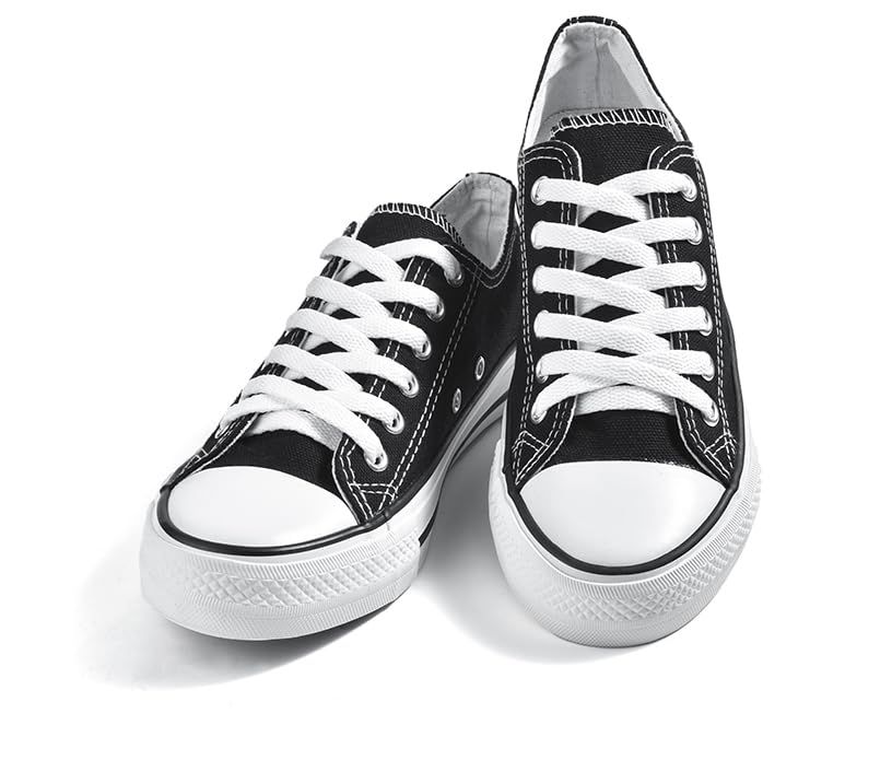 Three pairs of Everything Baby flat sneaker laces in black and white for boys' athletic running shoes and casual sneakers.