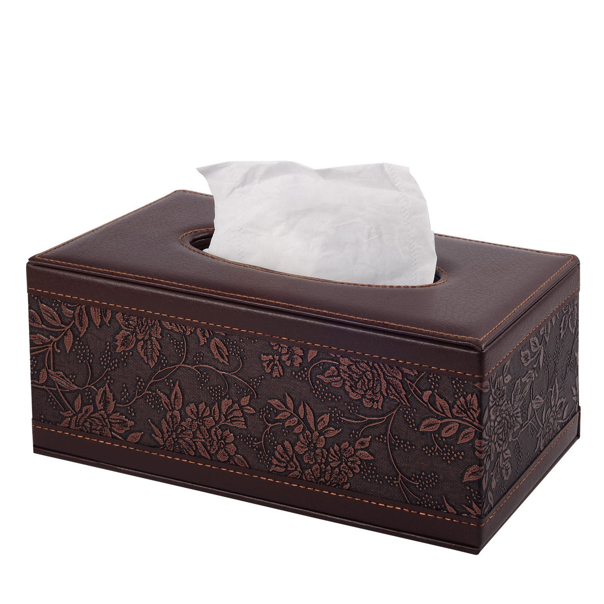 Leather tissue box for living room or hotel dining table, stylish household paper holder by Everything Baby, suitable for pretend play.
