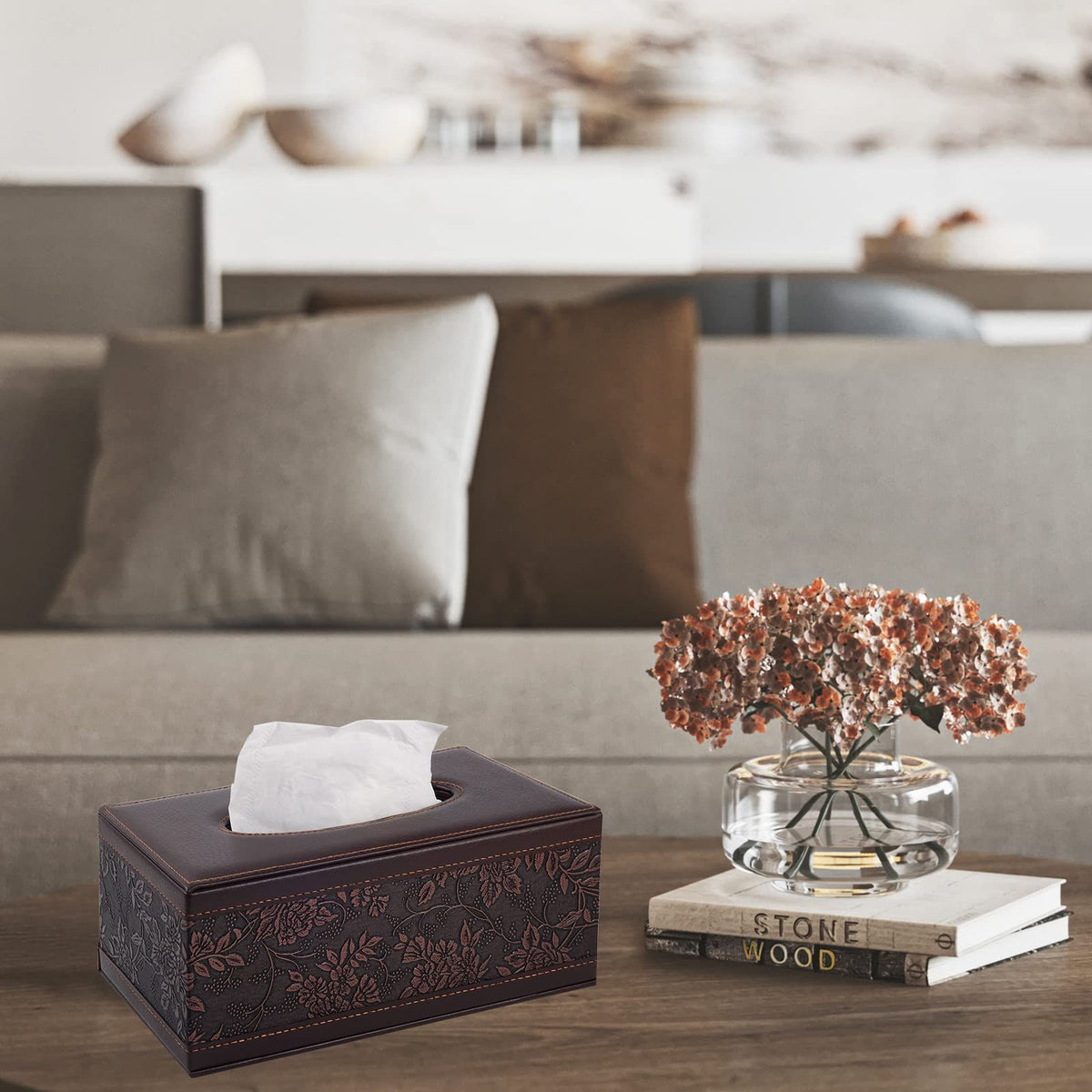 Leather tissue box for living room or hotel dining table, stylish household accessory by Everything Baby.
