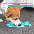 Fish-shaped silicone puzzle feeder and treat mat for dogs and cats, promoting healthy eating and reducing anxiety.
