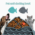 Fish-shaped silicone puzzle feeder and treat mat for dogs and cats, designed to promote healthy eating and reduce anxiety.
