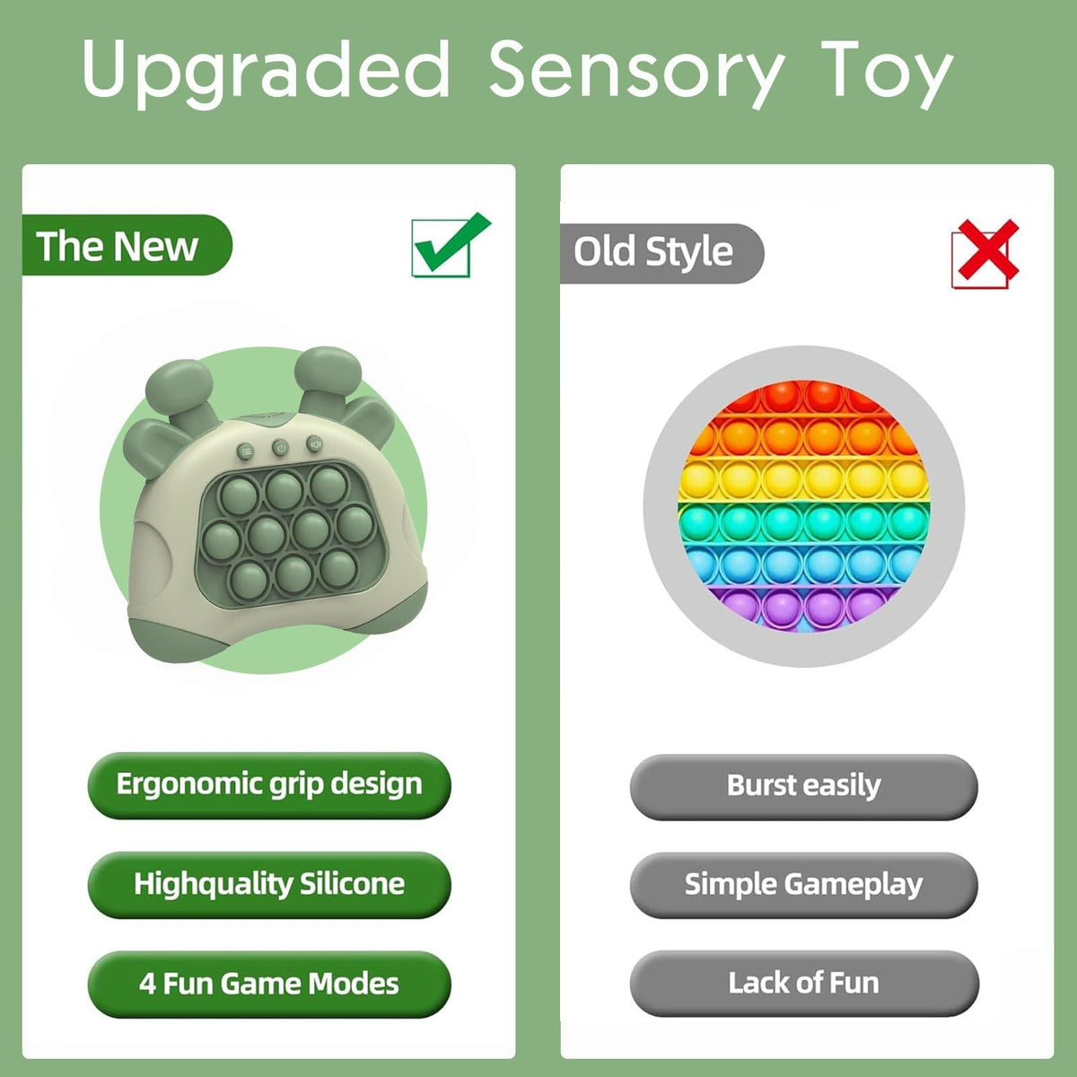 Light-up handheld pop game toy from Everything Baby, designed for kids and adults, features colorful bubbles for pretend play fun.