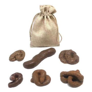Six realistic fake poop toys for pranks, lifelike prank gag toys for April Fools' Day, ideal for kids' pretend play.