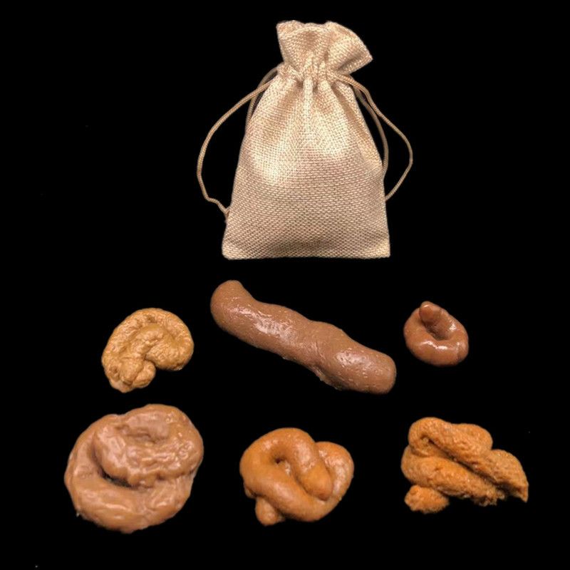 Six realistic fake poo toys for pranks and pretend play, ideal for April Fools' Day jokes, from Everything Baby.