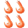 Set of 4 realistic fake food models including shrimp toys, perfect for desktop decor and pretend play for kids and girls.