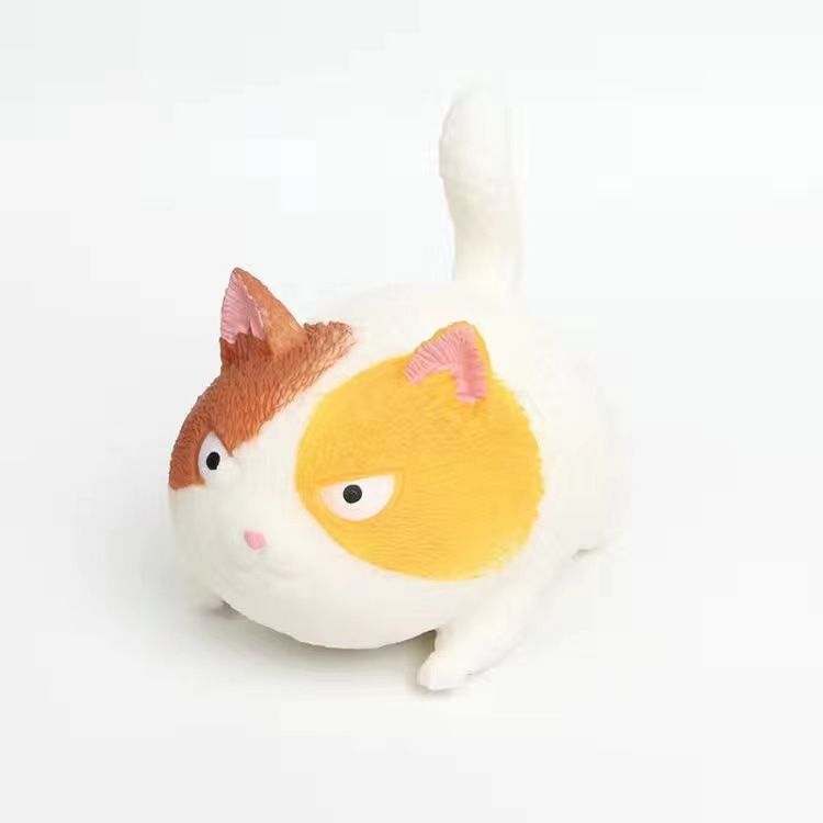 Two cute cat-shaped stress balls for children and adults, soft and stretchy sensory toys for relaxation and play.