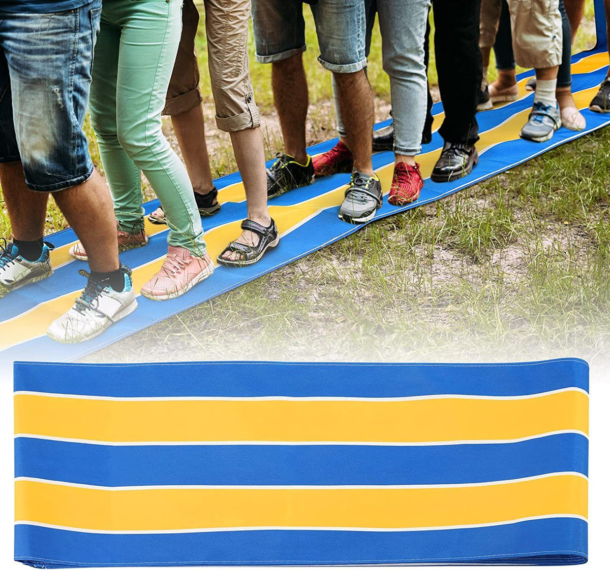 Kids and teens playing carnival team building games on a colorful run mat for fun group activities with Everything Baby.