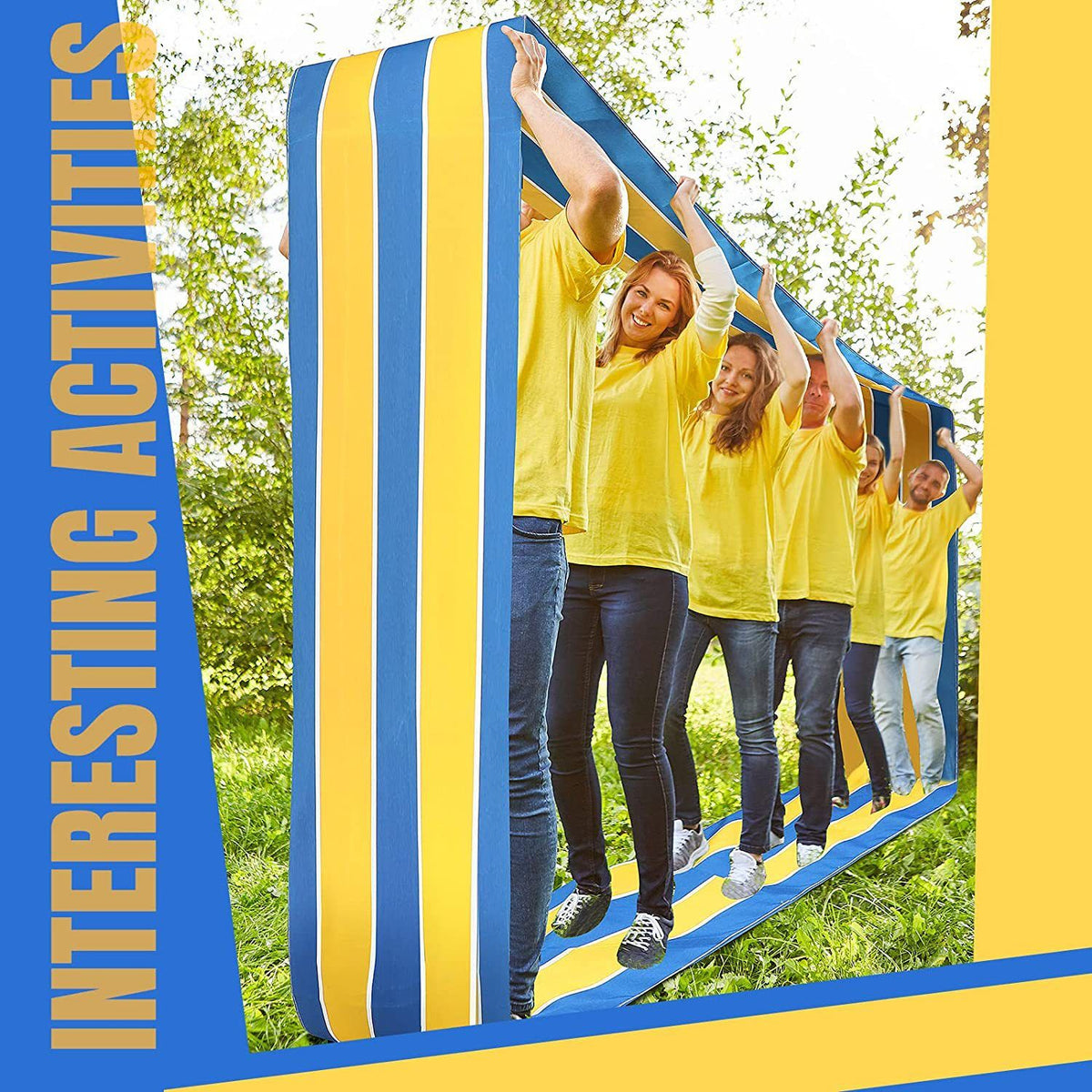 Colorful carnival-themed teamwork game mat for kids, teens, and adults for fun group activities and pretend play.