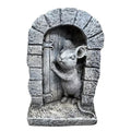 Playful mouse garden decor stone statue, animal sculpture for indoor or outdoor use, featuring a charming mouse figurine.