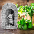 Playful mouse garden decor stone statue, adorable mouse figurine for outdoor or indoor use, part of outdoor play equipment.