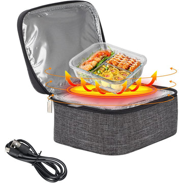 Mini portable USB oven and heated lunch box for kids, made of Oxford cloth, ideal for office, home, car, or truck use.
