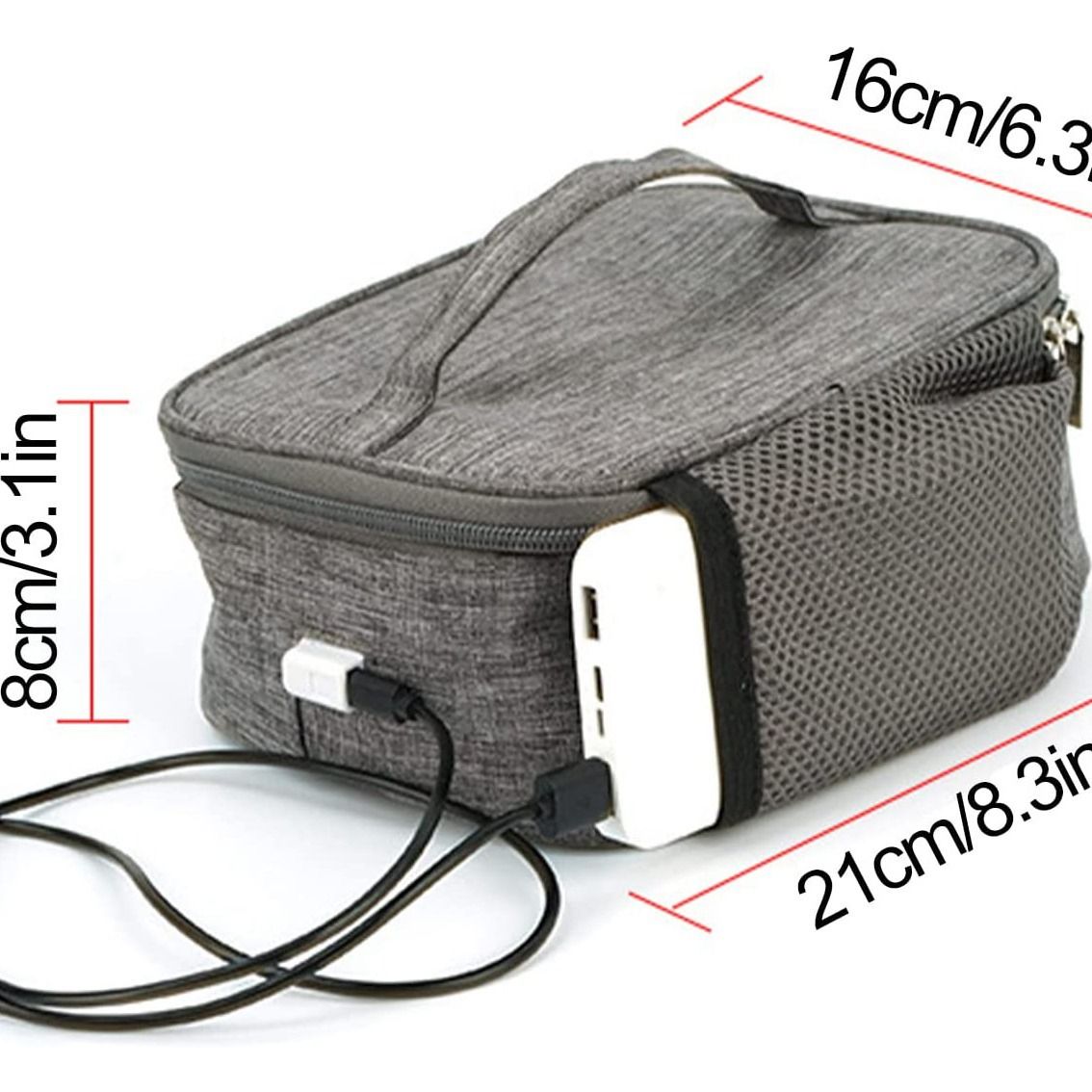 Mini portable oven and lunch bag by Everything Baby, USB-powered heated lunch box made of durable Oxford cloth for office and travel.