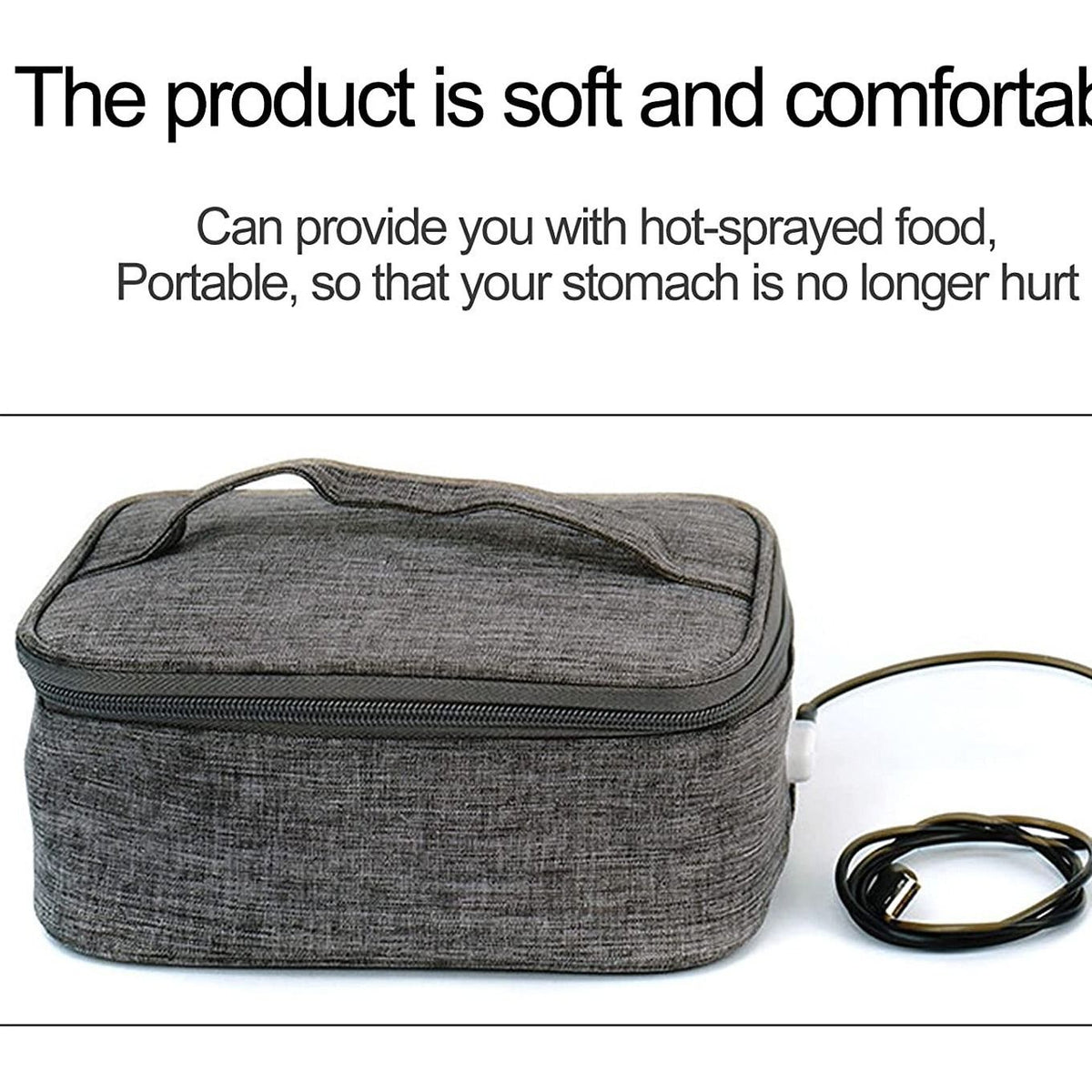Mini portable oven and heated lunch box by Everything Baby, compact USB food warmer in Oxford cloth for office, home, or car use.