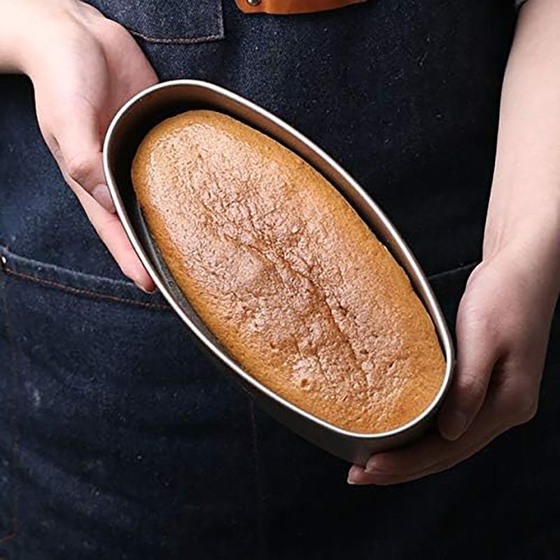 Non-stick oval-shaped cake pan by Everything Baby, food-grade carbon steel baking mold for cheesecakes and bread.