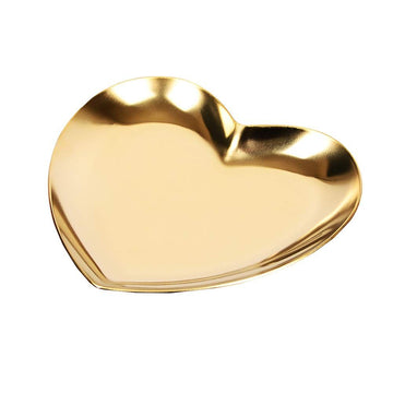 Nordic heart-shaped stainless steel jewelry tray for necklaces and rings, ideal for gift storage or home decoration.