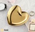 Nordic heart-shaped stainless steel jewelry tray for necklaces and rings, ideal for gift storage or home decoration.