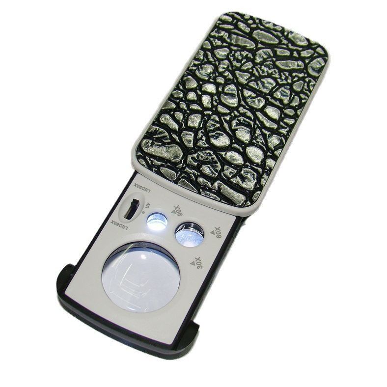 Two jewelry loupes with LED light, 30X, 60X, 90X magnification, for examining rocks, stamps, and coins, by Everything Baby