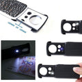 Two pocket jewelry loupes with LED lights, 30X, 60X, and 90X magnification for examining rocks, stamps, and coins.