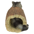 Handcast polyresin raccoon garden statue, 4.72 inches tall, outdoor decorative animal figure for garden decor or outdoor play spaces.
