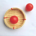 Two bamboo woven food storage trays with handles, ideal for snacks, cupcakes, and fruit serving, made by Everything Baby.