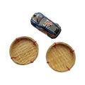 Two woven bamboo food storage trays with rattan design, ideal for snacks, cupcakes, and fruit in baby nursing and feeding settings.
