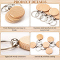 Set of 10 natural unfinished wood slices keychain blanks for engraving and crafts, ideal for baby and kids' DIY building toys.