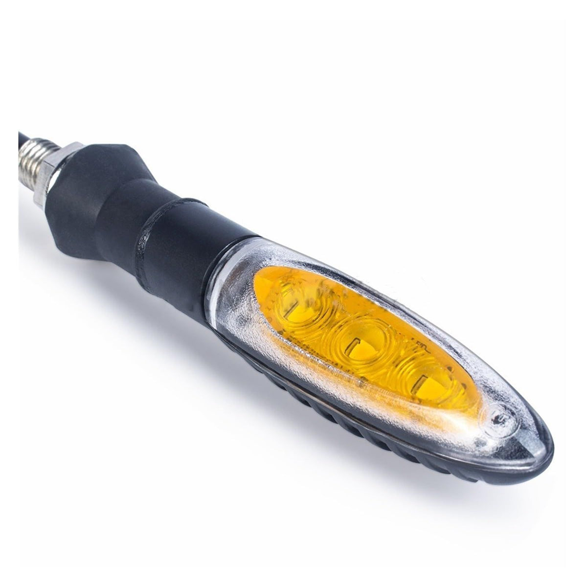 Yellow LED motorcycle turn signals with flashing front and rear lights, designed for bikes and scooters by Everything Baby.