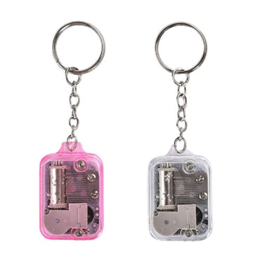 2PCS Unique Acrylic Music Box Movement Keychain Portable Mini Mechanical Music Box Handy Musical Instrument