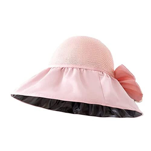 Foldable sun hat with anti-UV ribbon for women, packable beach straw hat with sun shade and stylish design.