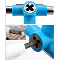 All-in-one skateboard tool with T-type Allen key and Phillips head, designed for kids’ outdoor skateboarding equipment.