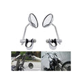 Pair of motorcycle universal round handbar rear view mirrors for street bikes and cafe racers, suitable for old school dirt bikes.