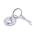 Pair of universal round motorcycle mirrors with black arms, suitable for street bikes, cafe racers, and dirt bikes, by Everything Baby.