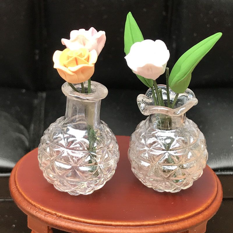 Set of four miniature dollhouse vases by Everything Baby, perfect for mini house decor and toy collection accessories.