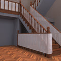White child safety net for baby proofing stairs and balcony railings, durable mesh guard from Everything Baby.