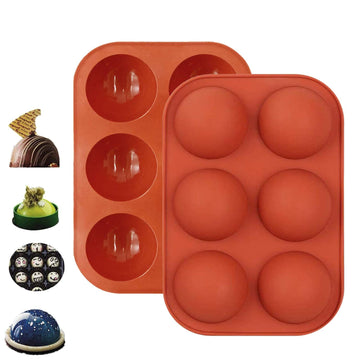 Silicone chocolate bomb mold for making hot cocoa bombs, round baking mold for desserts and candies, designed for kids' pretend play.