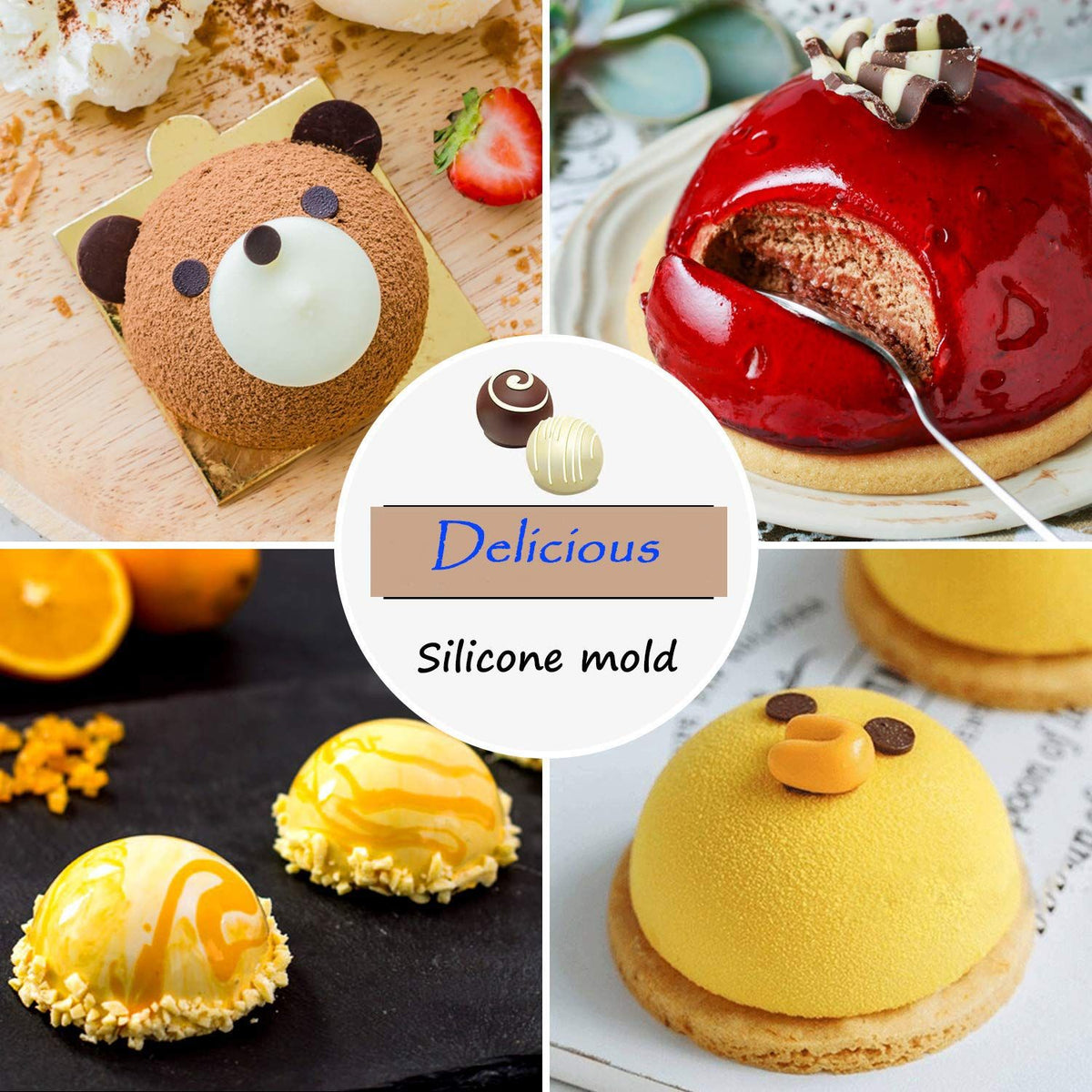 Silicone chocolate bomb mold for hot cocoa desserts, round baking mold for making candies and dome cakes, by Everything Baby.